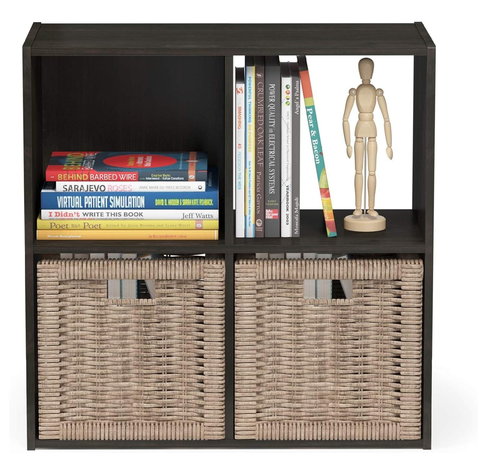 SONGMY Pelli Cubic Storage Cabinet, 2x2, Espresso