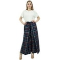 thumbnail image 3 of Phagun Womens Blue Check Print Fisherman Harem Pant Elastic Waist Trousers-S, 3 of 7