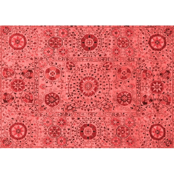 Ahgly Company Indoor Rectangle Abstract Red Modern Area Rugs, 3' x 5'