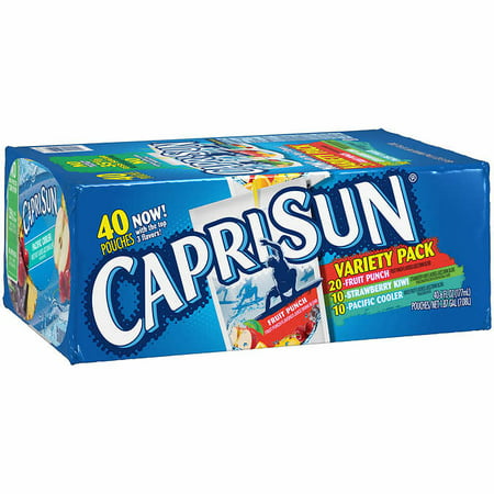 Capri Sun Variety Pack (6 oz. Pouches, 40 ct.) - Fruit Punch, Pacific Cooler, Strawberry Kiwi,