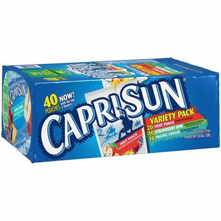 Capri Sun Variety Pack (6 oz. Pouches, 40 ct.) - Fruit Punch, Pacific Cooler, Strawberry Kiwi, (Best Fruit Punch Brand)
