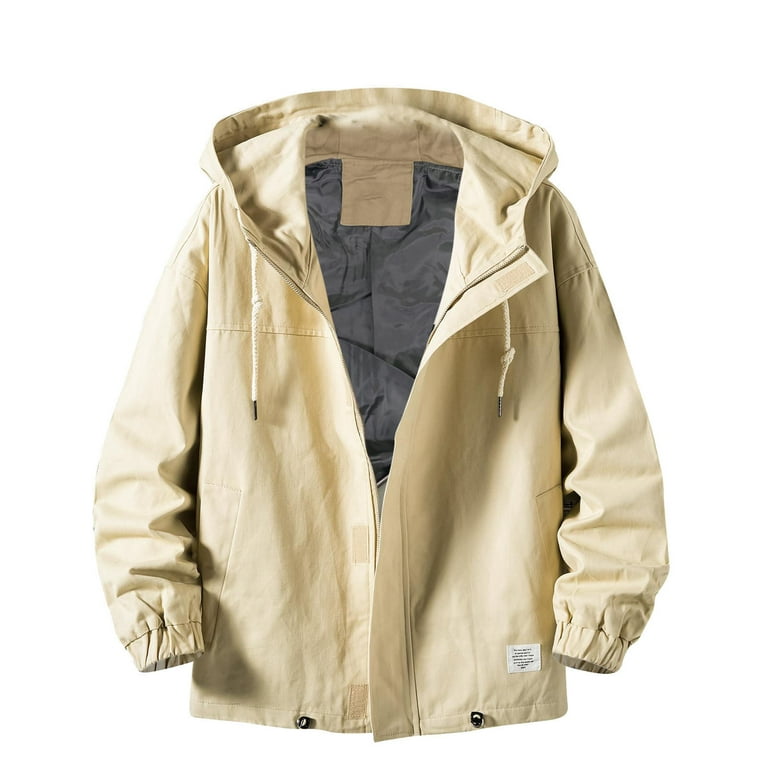 black mens jacket mens spring and autumn hooded jacket loose large size  jacket simple fashion jacket 