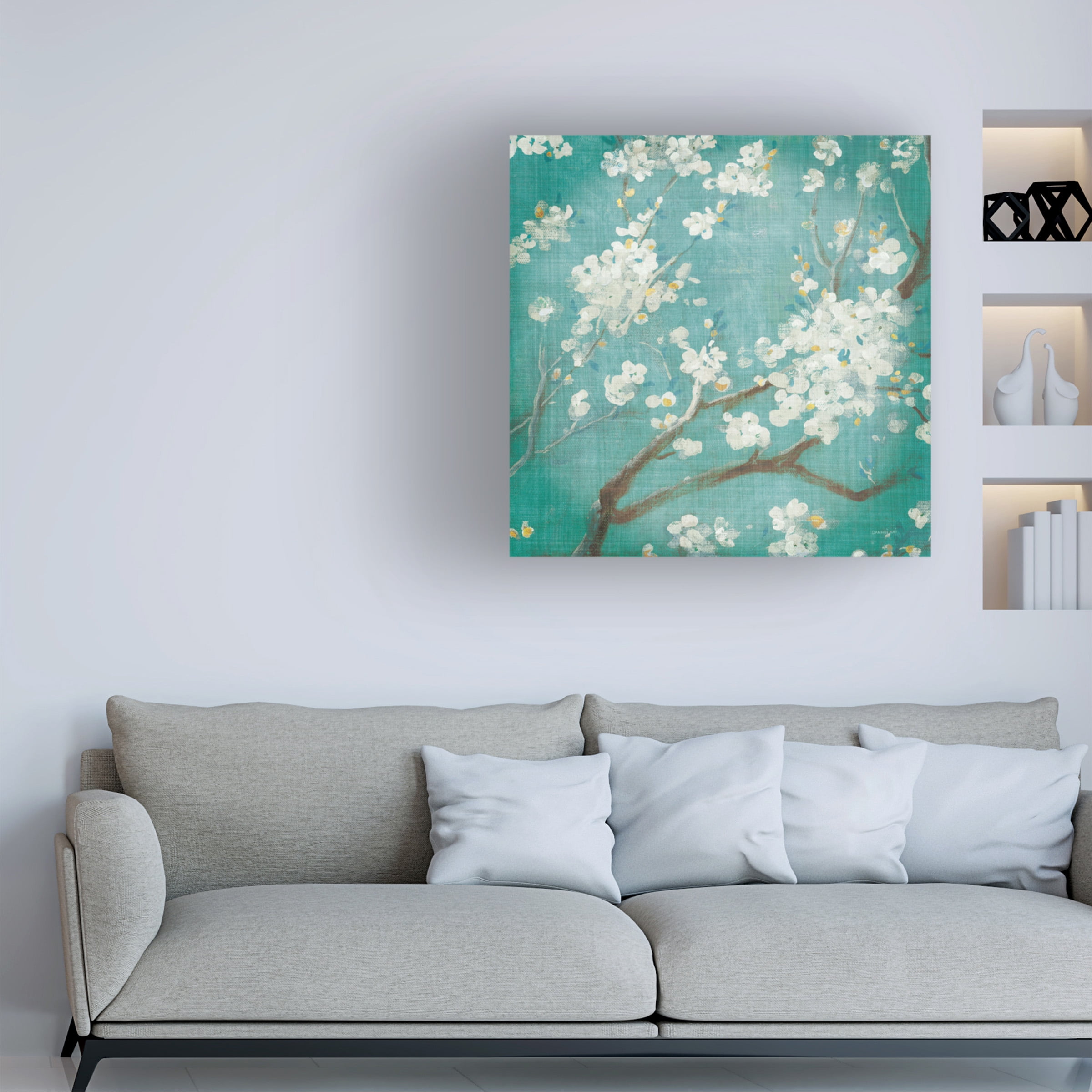Trademark Fine Art 'White Cherry Blossoms I Aged no Bird' Canvas Art by Danhui Nai