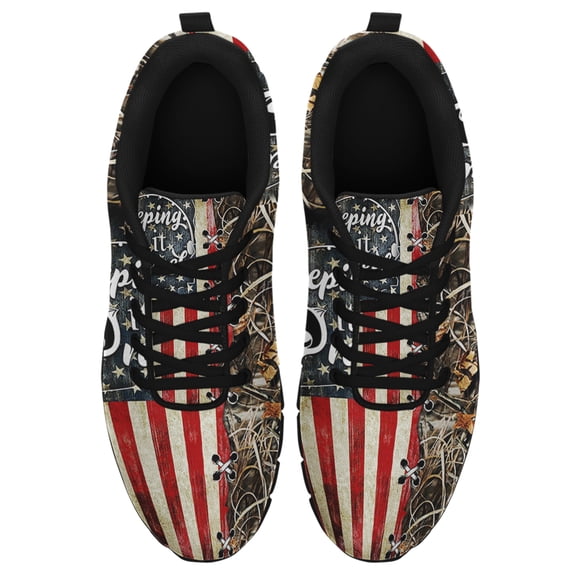 Fishing Keeping It Reel America Running Shoes Sneakers Mesh Black Size 3.5