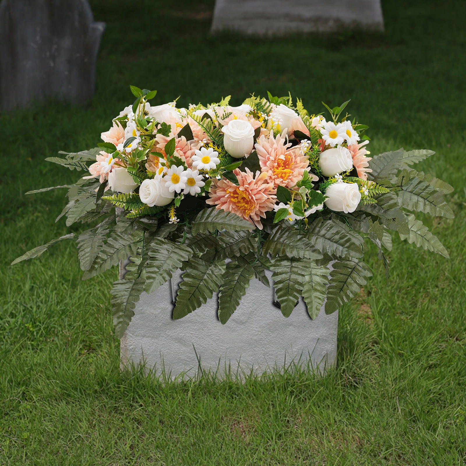 All-Season Artificial Grave Flowers，Realistic Flowers –For Cemetery Memorial Wedding Decoration Outdoor