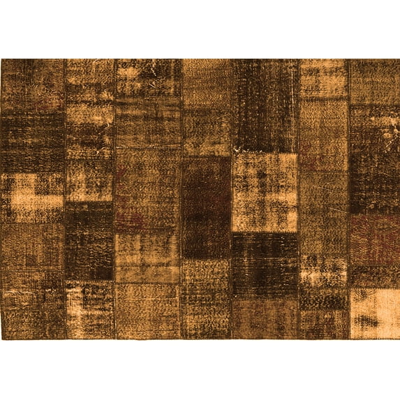 Ahgly Company Indoor Rectangle Patchwork Orange Transitional Area Rugs, 2' x 5'