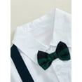 thumbnail image 7 of JYYYBF Little Boy Gentleman Outfit, Long Sleeve Button Down Shirt with Bowtie Plaid Suspender Pants 2 Piece Set, 7 of 7