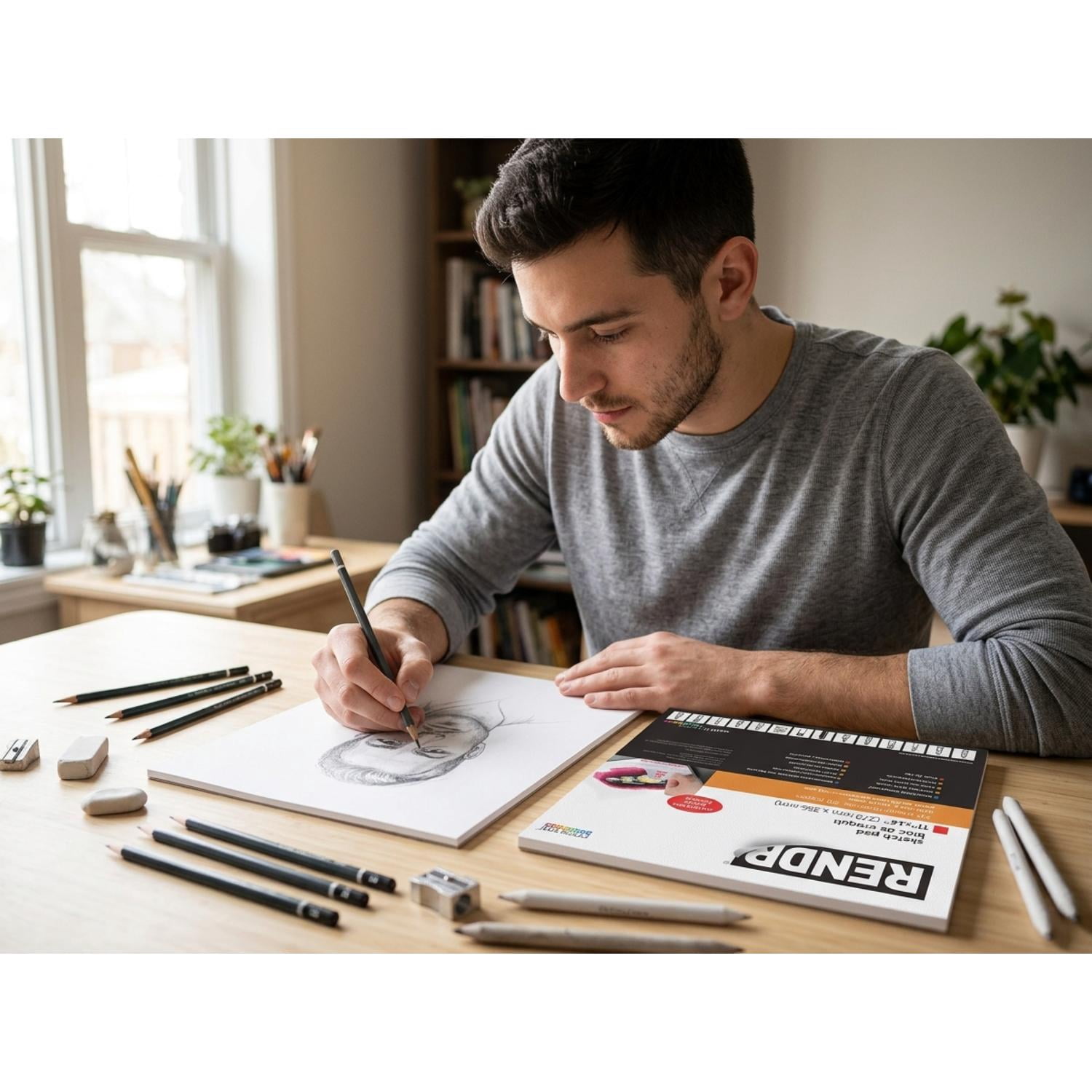 RENDR No Show Thru Sketch Pads for Drawing, Dual Sided Bleedproof, 11" x 14", Acid & Lignin Free, 80 Perforated pages, All Media, Heavy Weight 180 GSM