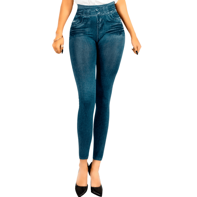 Leggins Mujer Mezclilla Unitalla Faja Alta Estilo Pantalón Mezclilla