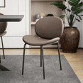 thumbnail image 3 of LeisureMod Servos Modern Dining Side Chair with Upholstered Faux Leather Seat and Powder Coated Iron Frame for Kitchen and Dining Room, Sand Brown, 3 of 11