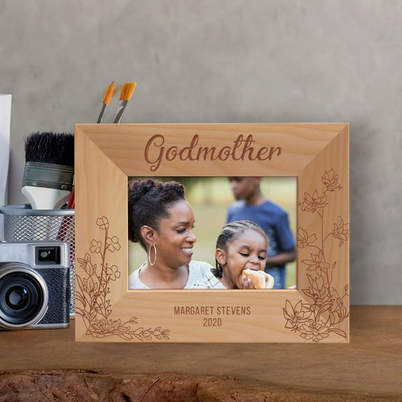 Godmother Personalized Wooden Frame-5" x 3 1/2" Brown Horizontal