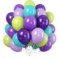 thumbnail image 1 of Yanonmyfd 60PC Rainbow Balloons Set, Colorful Balloons, 12 Inch Bright Color Yellow Orange Hot Pink Teal Blue Confetti Balloon Helium for Rainbow Wedding Day Birthday Party decorations,Purple Green, 1 of 30