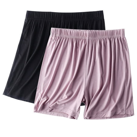 WCMZJ Women s Plus Size Underwear 2 Piece Elastic Soft Comfortable Cotton Boy Shorts Panties for Girls Casual Soft Lounge Sleep Shorts