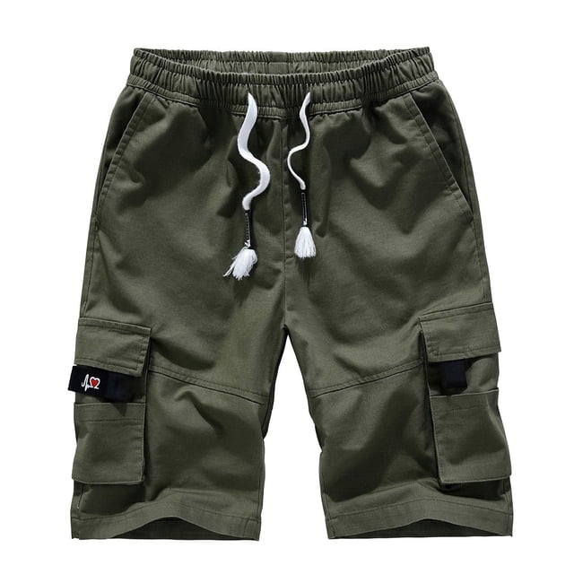 Men's Cargo Shorts Plus Size Big and Tall Cargo Shorts Multi-Pockets Relaxed Summer Drawstring Beach Shorts Pants