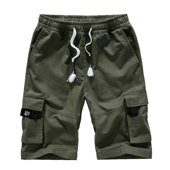 Yiliang Men's Messenger Cargo Shorts Cotton Ripstop Versatile Shorts Timeless Comfortable Regular Fit Shorts with Elastic Drawstring