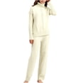 thumbnail image 2 of Jinhomg Women's Thick Sweater Set 2 Piece Casual Solid Lounge Set Fall Winter Thermal Cozy Long Sleeve Mock Neck Pullover with Elastic Waist Pants Winter Saving Beige Free Size, 2 of 10