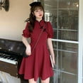 thumbnail image 1 of EIMELI Clairance!Cheongsam Mini Robe pour les Femmes Mandarin Col Qipao Robe Couleur Unie Manches Bouffantes Robe Slim Fit, 1 of 5