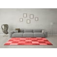 thumbnail image 3 of Ahgly Company Indoor Round Checkered Red Modern Area Rugs, 4' Round, 3 of 4