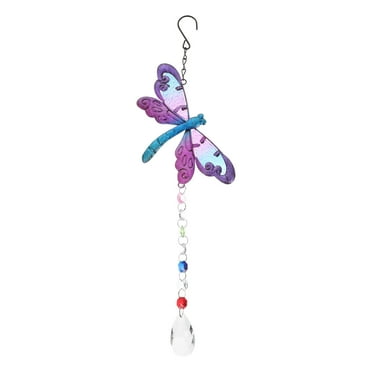 Dragonfly Decor Stained Glass for Windows Hanging Crystal Sun Catcher Prism Rainbow Maker Pendant