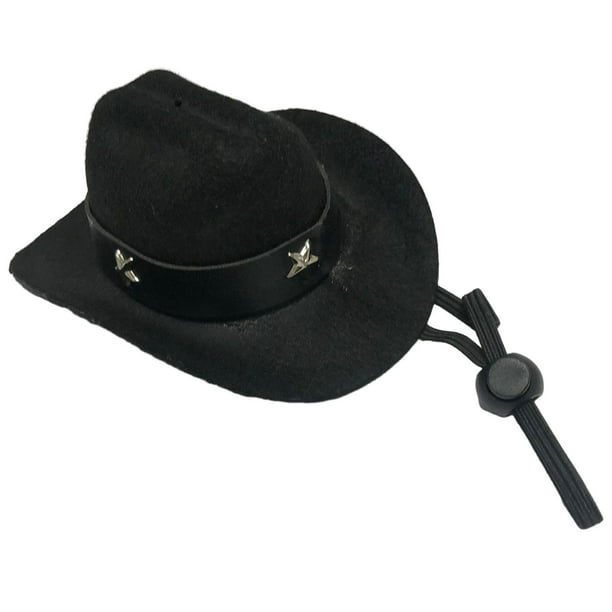 Sombrero de vaquero para perro, festival, vacaciones, sombrero de vaquero para perro, sombrero para perro y gato ajustable Negro
