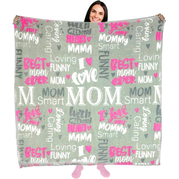 Tstars Mom Blanket - Mother Soft Fleece Christmas Throw Blanket Caring Birthday Gift for Mom Gray One Size
