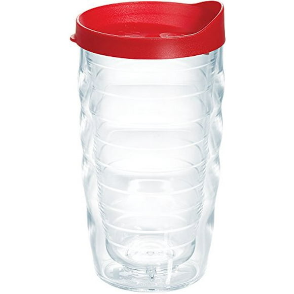 Tervis Clear & Colorful Insulated Tumbler with Red Lid, 10 oz Wavy Tritan, Clear