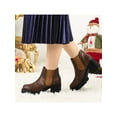 thumbnail image 6 of BLISSFUL STEP Women's Lug Sole Block Heel Chelsea Closed Toe Ankle Boots Coffee 6, 6 of 8