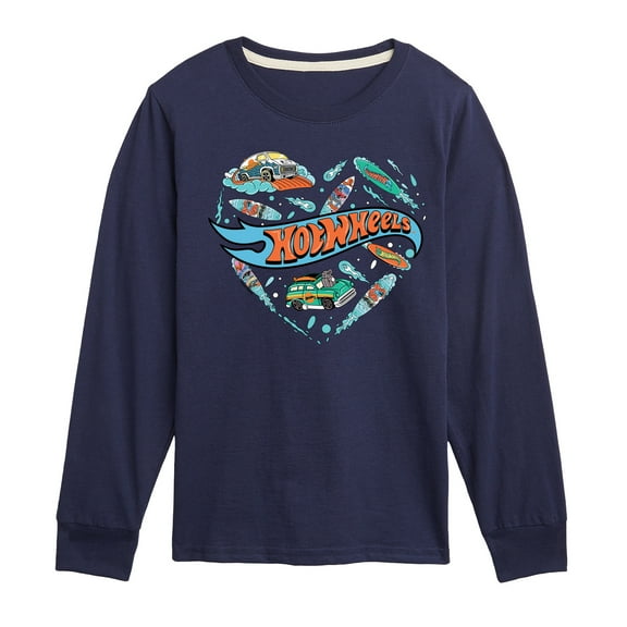 Hot Wheels - Surfing Mix In A Heart - Toddler & Youth Long Sleeve Graphic T-Shirt