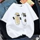 thumbnail image 3 of Camiseta Kawaii con estampado de tiburón y gato para mujer, remera coreana Harajuku de manga corta, playera con estampado de animales divertidos 2024, 3 of 5