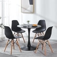thumbnail image 4 of Black Marble Round Dining Table, 31.5" Tulip Table Kitchen Dining Table 2-4 People with MDF Table Top & Pedestal Base, Mid-Century End Table Leisure Coffee Table Office Living Room Table, 4 of 17