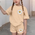 thumbnail image 4 of CYRBOKO Girls Summer Outfit Sets, Gift Short Sleeve Elastic Waist Casual T-Shirts and Shorts Beige Size 7-8 T, 4 of 8