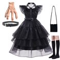 thumbnail image 1 of Addams-Disfraz de Cosplay de Wednesday para niña, Vestidos para niños, Carnaval, Pascua, fiesta de disfraces de Halloween para 3-12 años, novedad de 2023, 1 of 4
