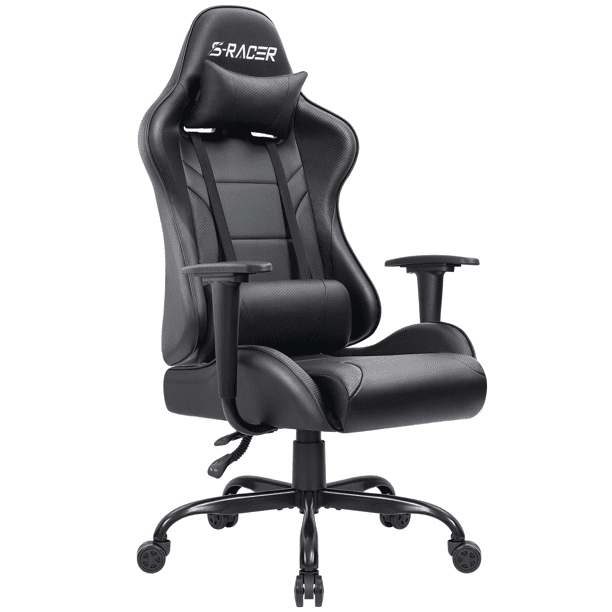 Leather Seat High Back Video Gaming Chair Ergonomic Task Swivel Chair Mesh Back 