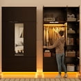 thumbnail image 2 of ANPOO Tall Armoire Wardrobe Closet with Top Cabinet, Motion Sensor Light and Mirror, 93'' LED Wardrobe Armoire with 2 Drawers, Hanging Rod & Adjustable LED Strip, Wood Bedroom Furniture, Balck, 2 of 11