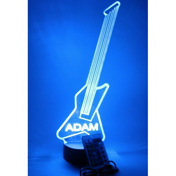 Electric Guitar Lead Guitarist Music Musician Instrument Sound Name Night Light Up Lamp LED Personalized Custom Made Desk Table Lamp, Our Newest Feature - It's Wow, with Remote 16 Colors, Great Gift
