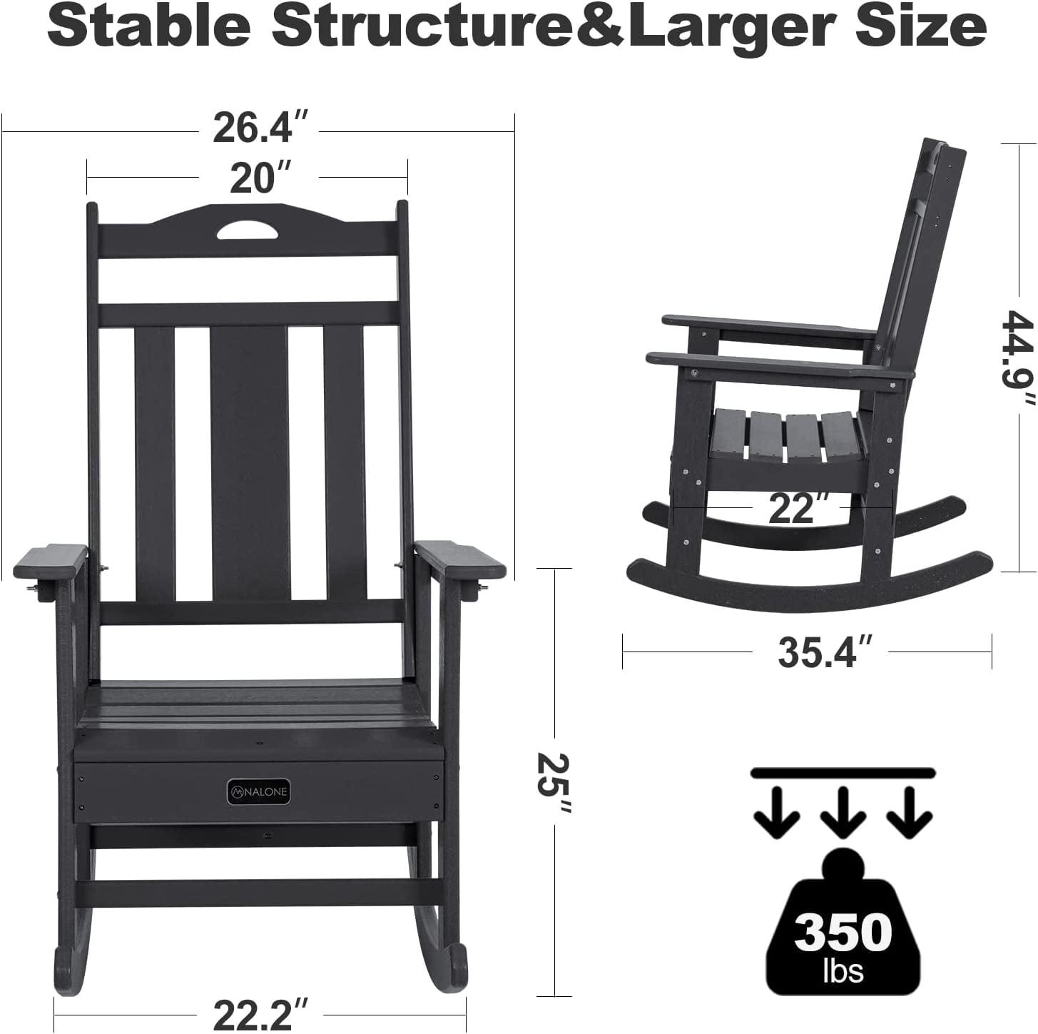 NALONE Outdoor Rocking Chair Set Of 2, All Weather Resistant Rocking ...