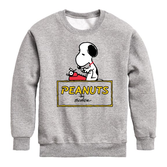 Peanuts - Snoopy Typing Graphic Long Sleeve Fleece Sweatshirt