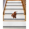 thumbnail image 2 of Stair Treads for Wooden Steps, Black Grey Striped Peel and Stick Stair Treads with Reusable Adhesive, Modern Farmhouse Stripes Non Slip Indoor Stairs Runner Rugs Mats for Elders Dogs 8"x30" 7PCS, 2 of 7