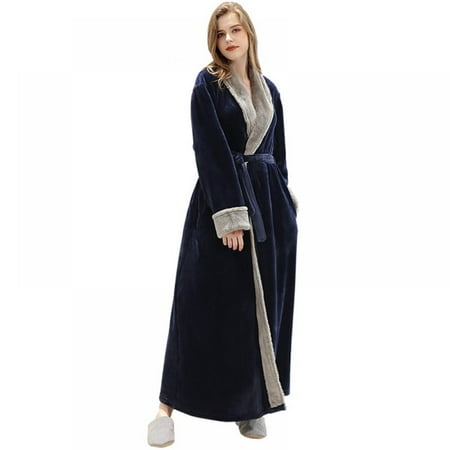 

Spring/Autumn/Winter Flannel Pajamas with Waist Belt - Men and Women Of The Same Paragraph