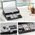 thumbnail image 3 of Organizador de joyas TomCare Watch Box con tapa de cristal, color negro, 3 of 6
