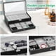 thumbnail image 3 of Caja de reloj organizador de relojes joyas gafas lentes de sol almacenamiento cerrable con tapa de vidrio y cuero sintético negro, 3 of 6