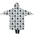 thumbnail image 2 of Oversized Wearable Blanket Hoodie,White Bigfoot and Pine Tree Pattern Sherpa Blanket Hoodie with Super Pockets,Super Warm Fuzzy Pullover for Women & Men, 2 of 6