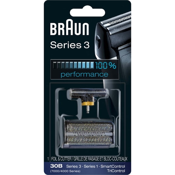 Braun Series 3 30B Electric Shaver Head Replacement Cassette, Black