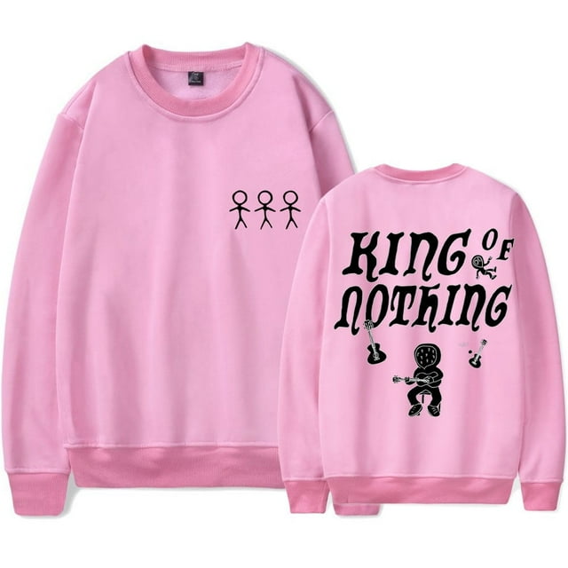 BoyWithUke King of Nothing Logo T-Shirt à Manches Longues - Chandail en Molleton de Mode Hip Hop Unisexe, tTP, Rose