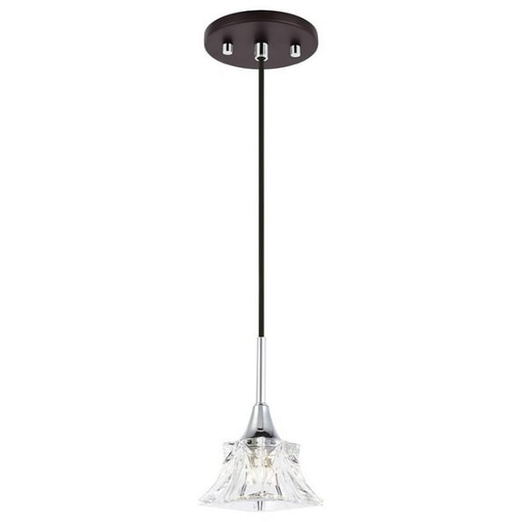 Woodbridge Lighting Christina 1-Light Square Glass Mini-Pendant in Chrome/Bronze