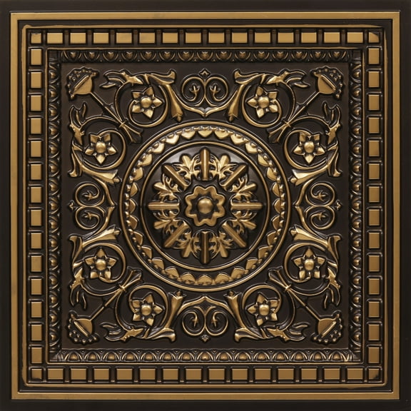 215 - Da Vinci 2 ft. x 2 ft. PVC Lay-in Ceiling Tile in Antique Gold (200 Sq.ft / Pack) - 25 Pieces