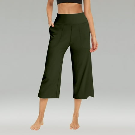 SNKSDGM Women s Plus Panties for Women Plus Size Pants for Women Dressy Casual Pattern Womens Casual Wide Yoga Leg Capris High Waist Exercise Capris Pants Wide Soft Pajama Pockets Sweatpants