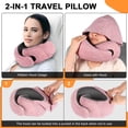 thumbnail image 2 of Almohada de viaje Vzpeun, cuello con capucha, espuma viscoelástica, color rojo avión, 2 of 6