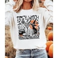 thumbnail image 2 of Tipsy Witch Society Halloween Sweatshirt for Women Funny Witchy Cocktail & Black Cat Sweater White Sweatshirt Adult Large, 2 of 4