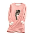 thumbnail image 2 of Pntutb Mujeres Sudadera de lana gruesa Manga larga Estampado Terciopelo Cálido Cuello redondo Ropa interior tops Pntutb Pntutb-1168, 2 of 5